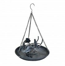 Small Grey Metal Hanging Bird Bath Birdbath Wild Birds Feeder Garden Ornament