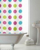 Shower Curtain in Multicolour Spots Design with Rings