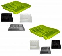 Whitefurze 5 Compartment Plastic Cutlery Holder Tray Drawer Organiser Rack