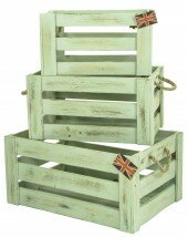 Pistachio Vintage Farm Shop Style Wooden Slatted Apple Crate Display