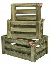 Natural Brown Vintage Farm Shop Style Wooden Slatted Apple Crate Display