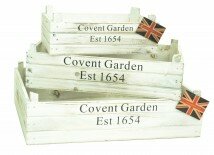 White Wash Covent Garden Vintage Wooden Storage Display Apple Crate Box