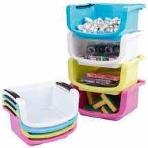 Stackable Plastic Kitchen Office Storage Basket Box Tidy in Choice of Deals